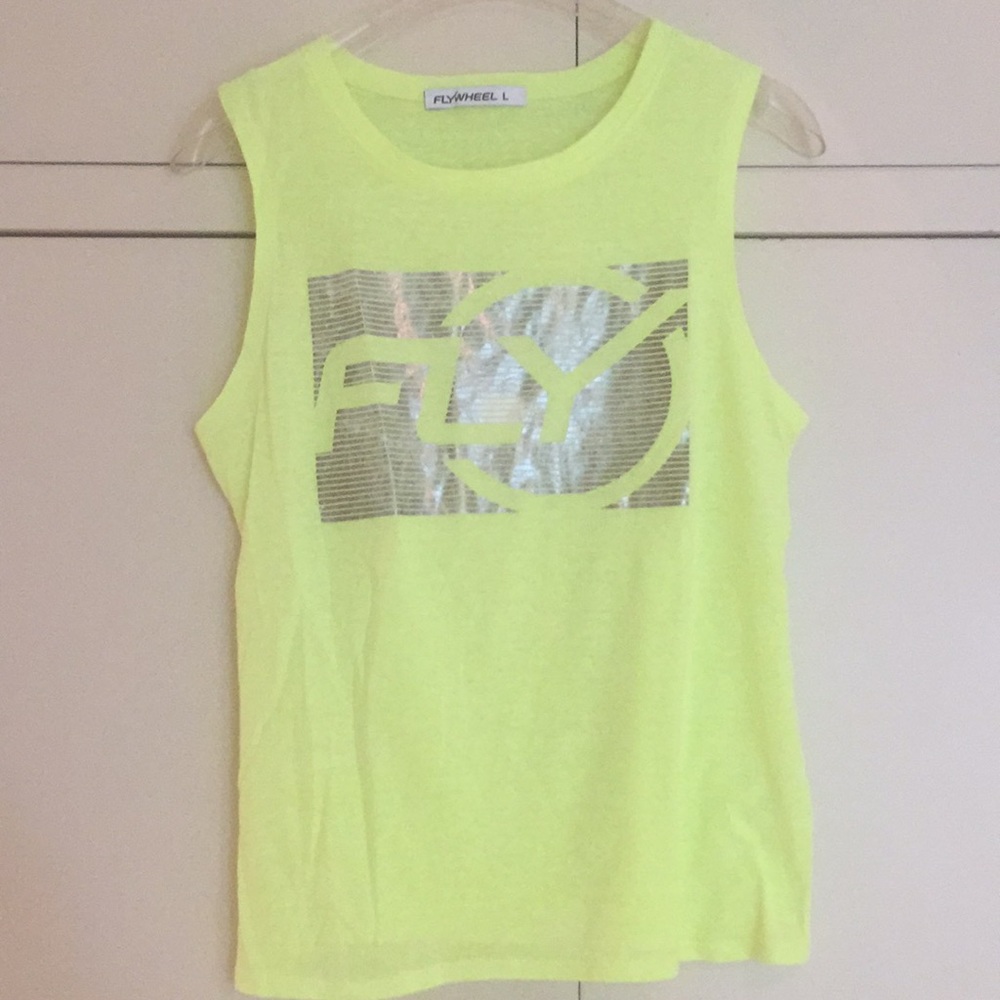 FlyWheel Neon Workout Exercise Muscle Tank Top Tee